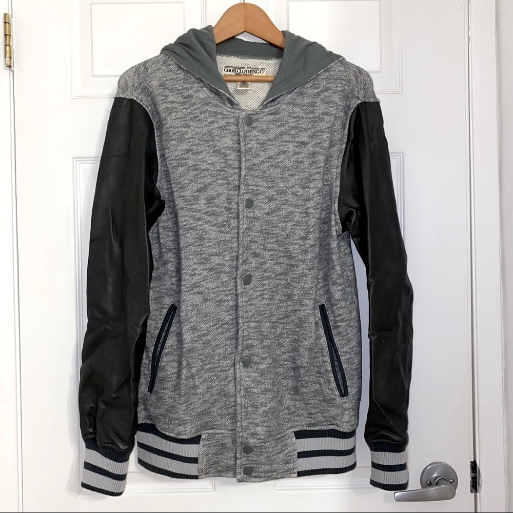 Men’s Chor Clothing gray bomber varsity jacket S